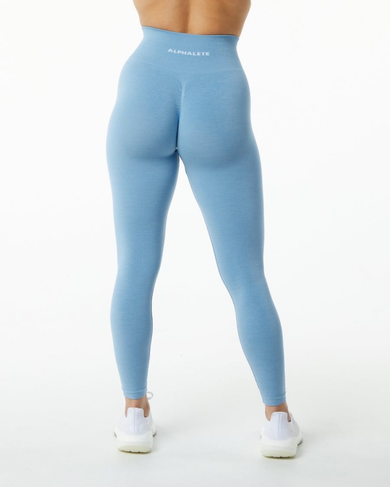 Leggins Alphalete Amplify Legging Mujer Washed Denim | FOZVBE-759