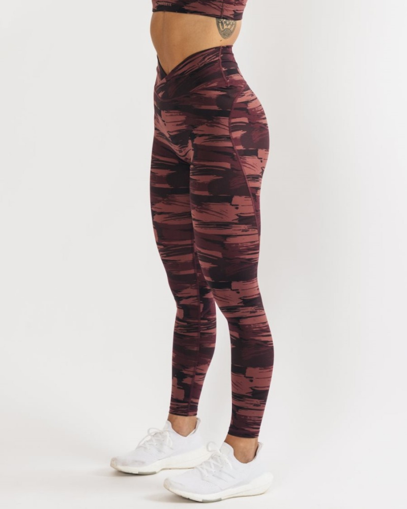 Leggins Alphalete Surface Power Legging Mujer Burdeos Camuflaje | DOWPSQ-691