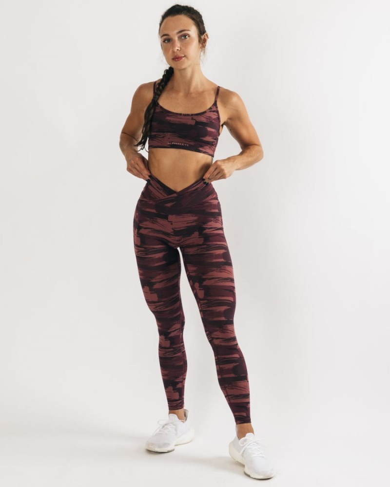 Leggins Alphalete Surface Power Legging Mujer Burdeos Camuflaje | DOWPSQ-691