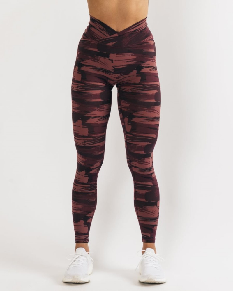 Leggins Alphalete Surface Power Legging Mujer Burdeos Camuflaje | DOWPSQ-691