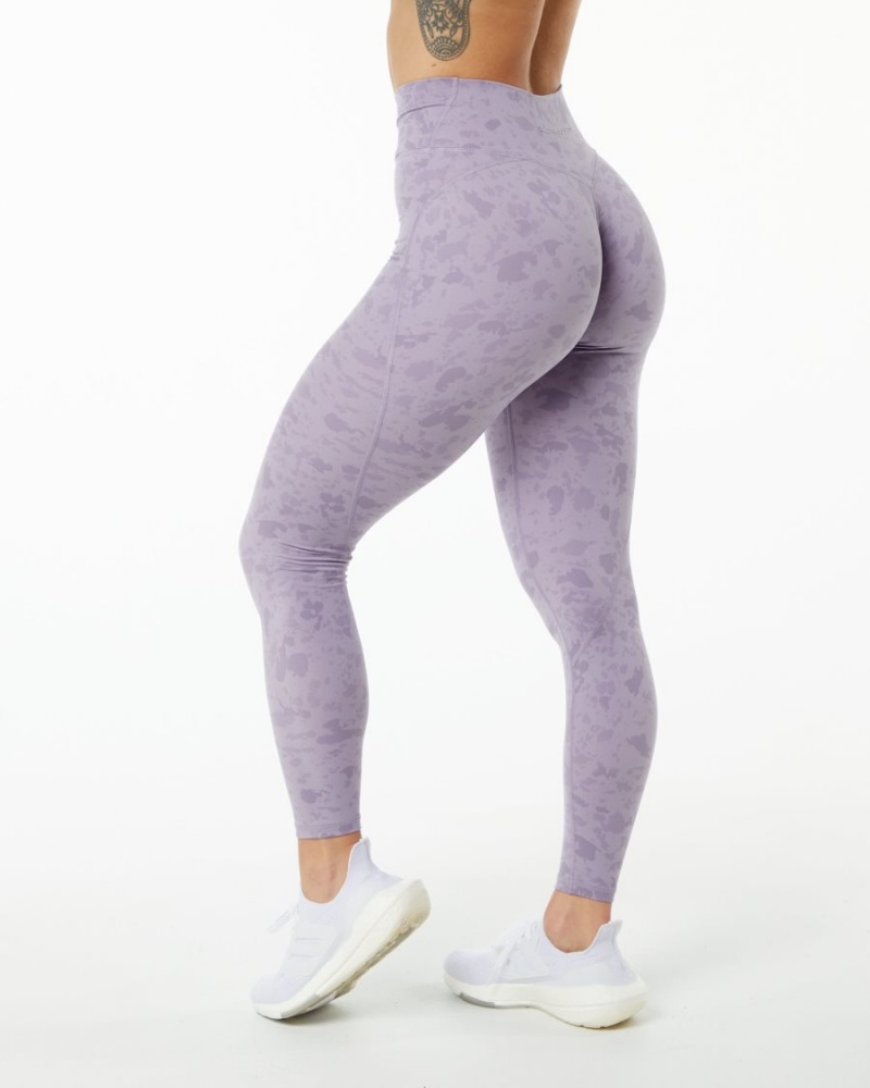 Leggins Alphalete Surface Power Legging Mujer Pebble Print Misty Lilac | LUFIBV-526