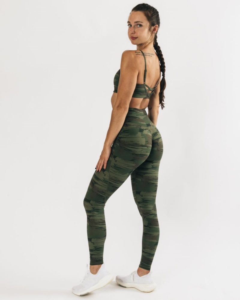 Leggins Alphalete Surface Power Legging Mujer Verde Oliva Camuflaje | DNJTZM-475