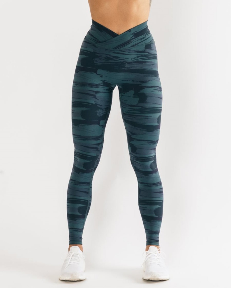 Leggins Alphalete Surface Power Legging Mujer Azules Camuflaje | XVFMSC-176