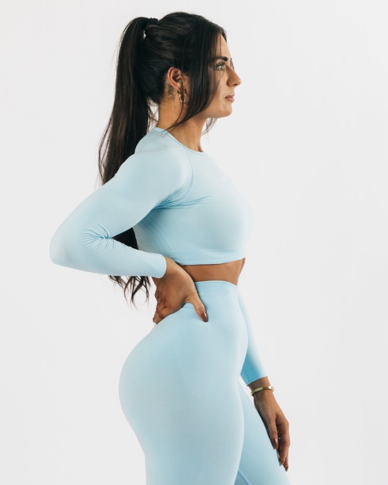 Manga Larga Alphalete Amplify LS Crop Mujer Azules | BYROHI-175