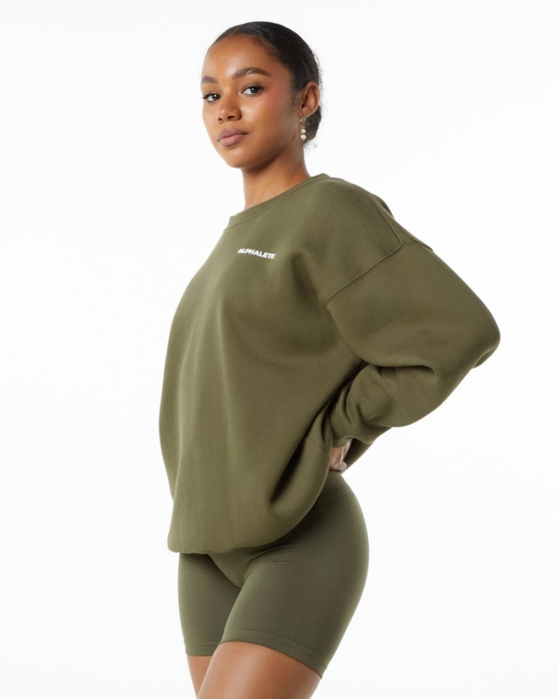 Manga Larga Alphalete Classic Crew Mujer Willow | USBPDW-327