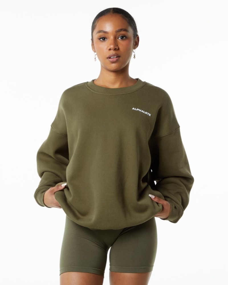 Manga Larga Alphalete Classic Crew Mujer Willow | USBPDW-327