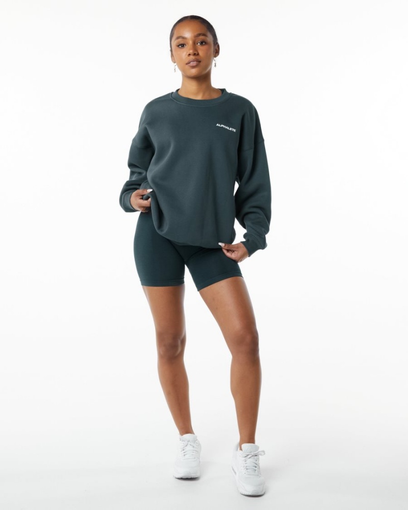 Manga Larga Alphalete Classic Crew Mujer Ocean | PZOAVQ-345