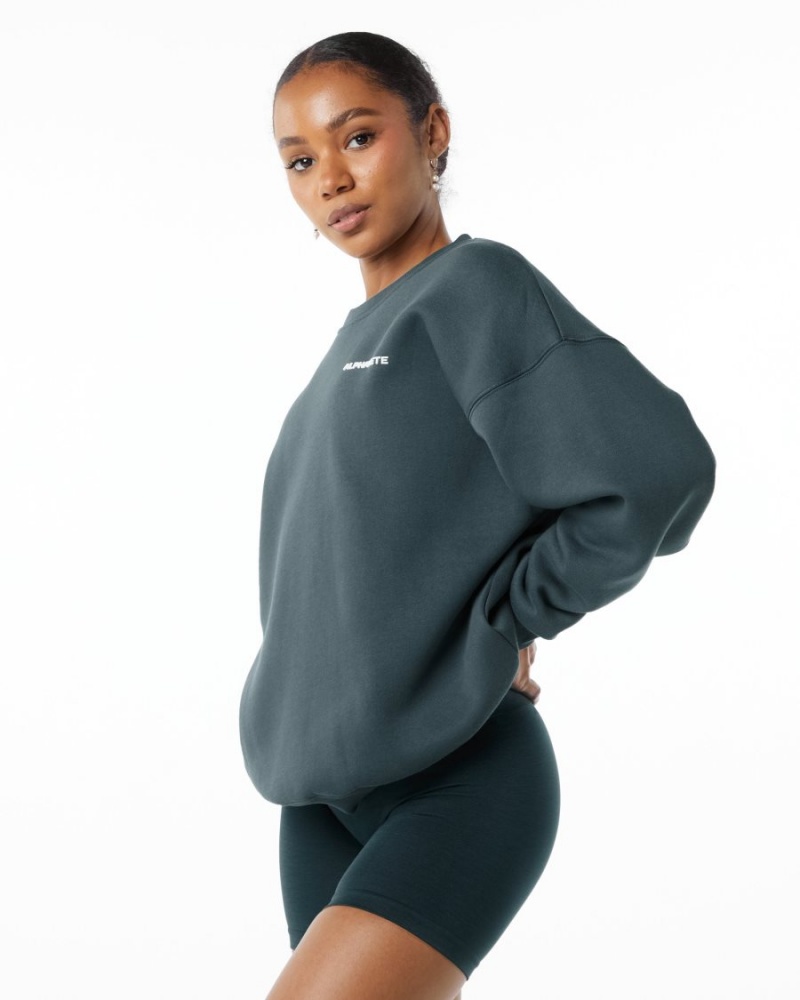 Manga Larga Alphalete Classic Crew Mujer Ocean | PZOAVQ-345