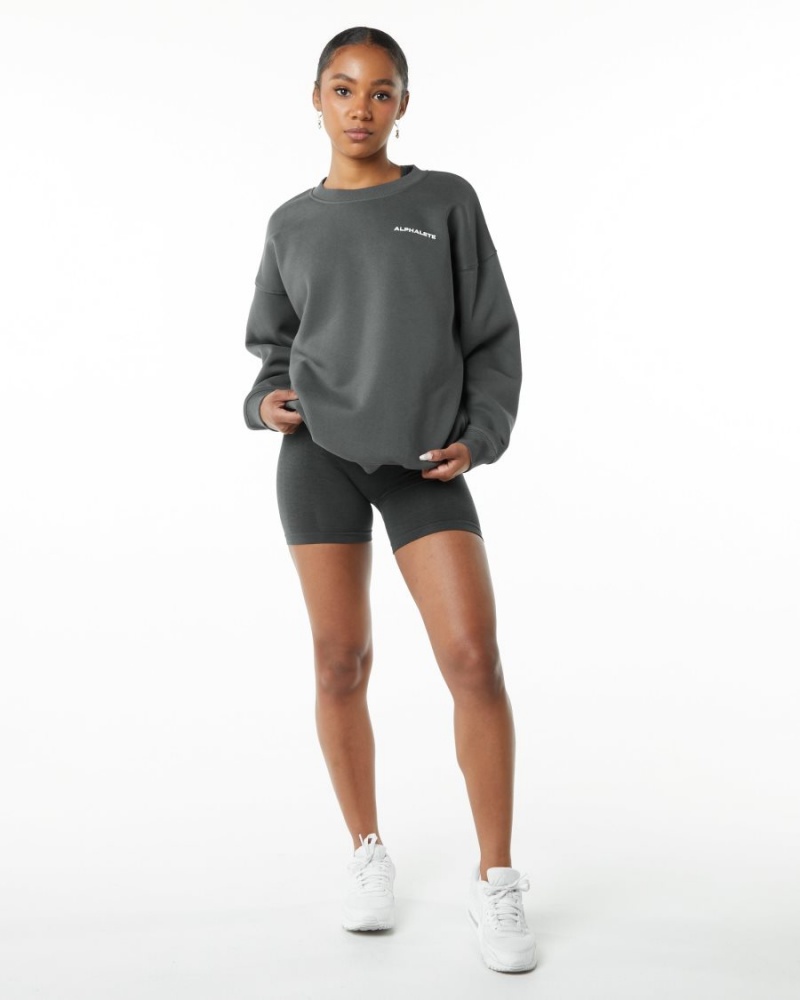 Manga Larga Alphalete Classic Crew Mujer Smoke | DLVIWP-673