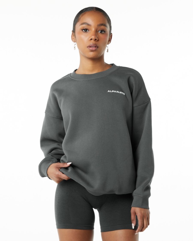 Manga Larga Alphalete Classic Crew Mujer Smoke | DLVIWP-673