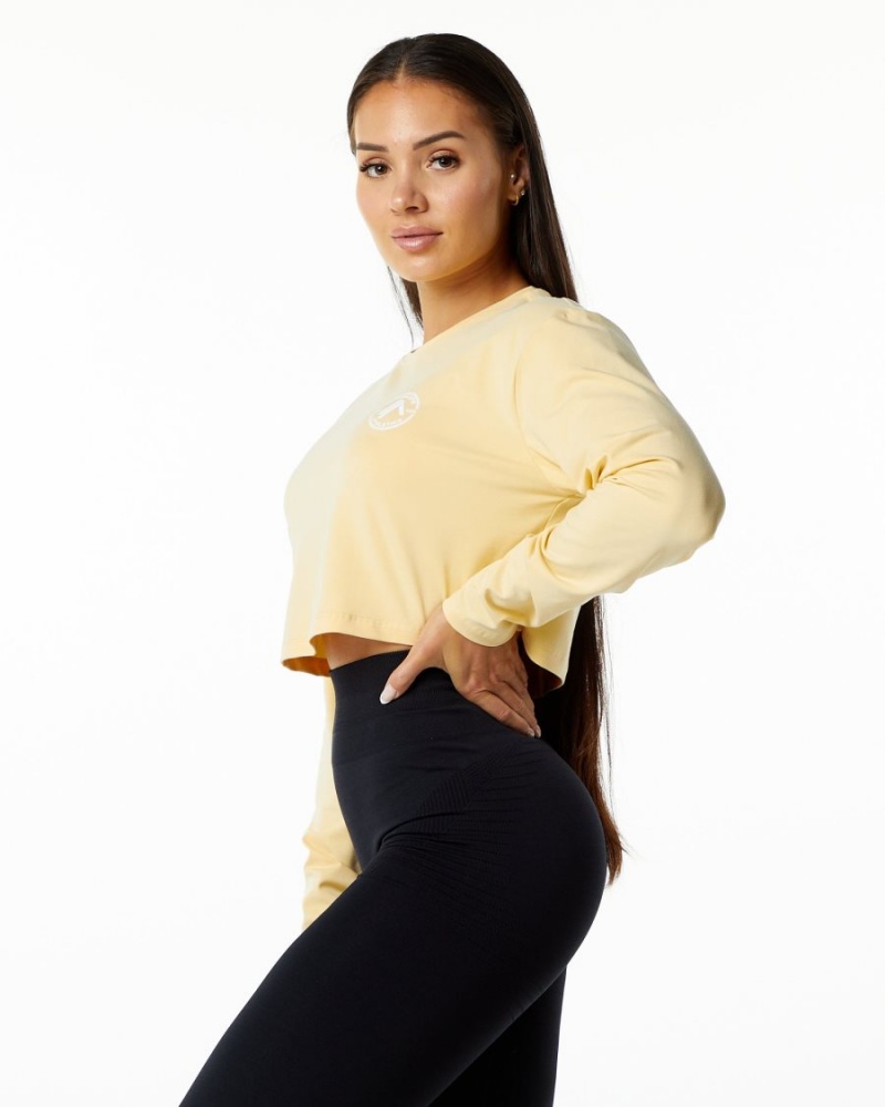 Manga Larga Alphalete Dynasty LS Crop Mujer Daffodil | PWKMTL-867