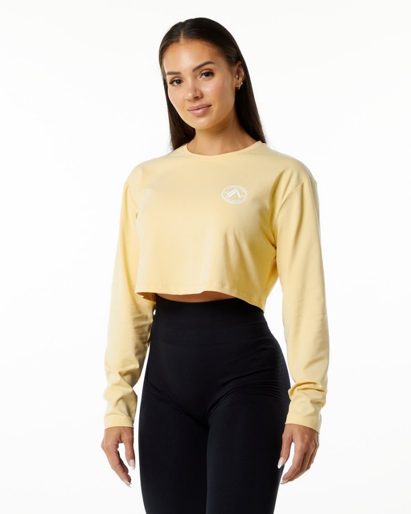 Manga Larga Alphalete Dynasty LS Crop Mujer Daffodil | PWKMTL-867