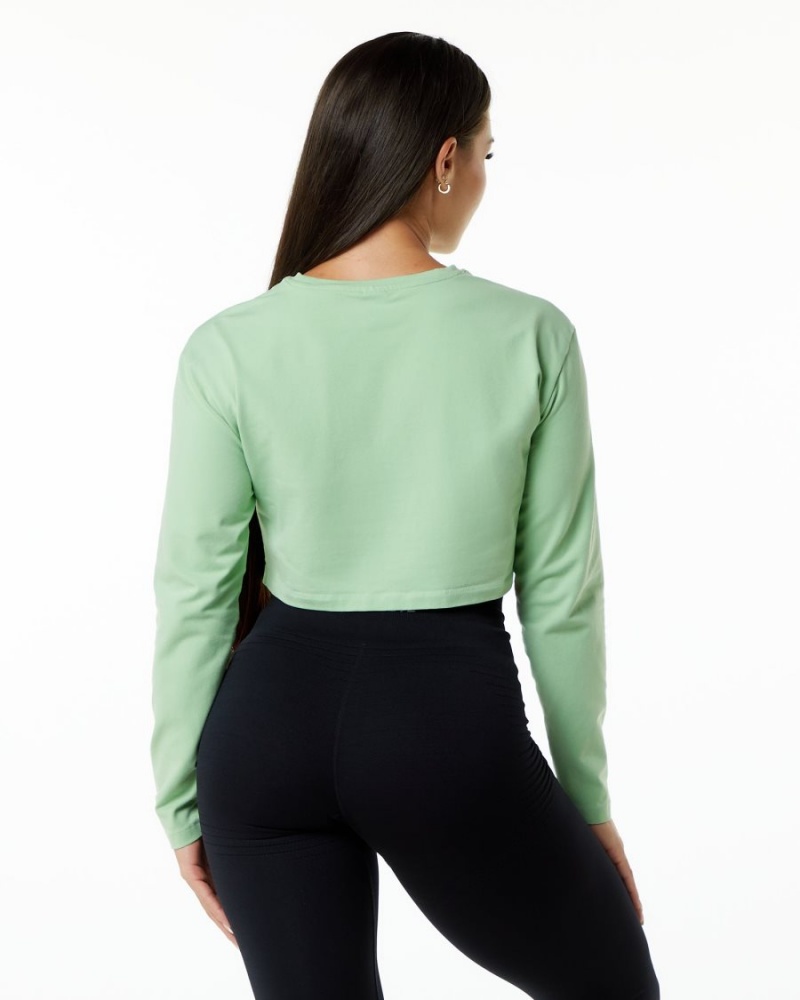 Manga Larga Alphalete Dynasty LS Crop Mujer Pistachio | YOLPEV-049