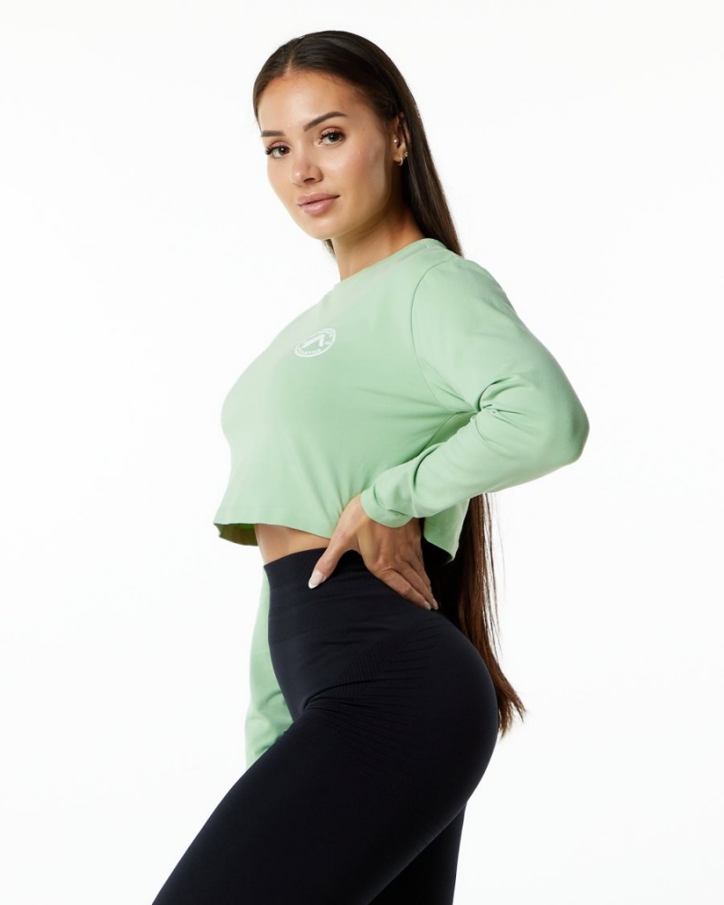 Manga Larga Alphalete Dynasty LS Crop Mujer Pistachio | YOLPEV-049