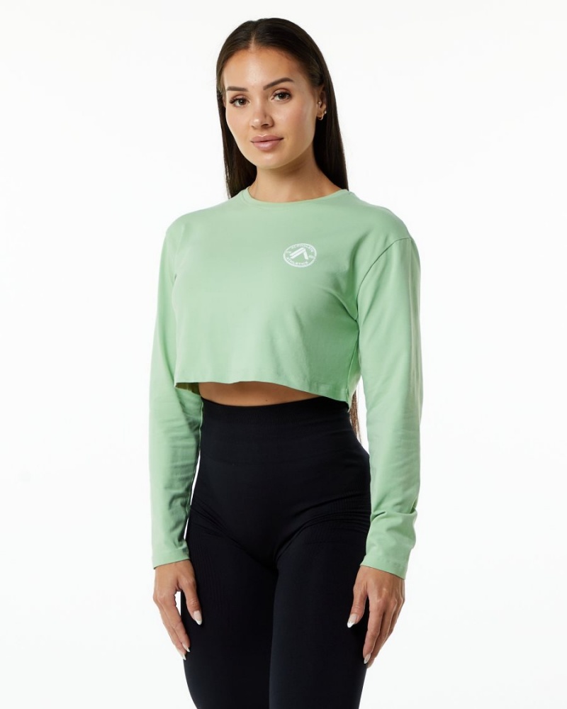 Manga Larga Alphalete Dynasty LS Crop Mujer Pistachio | YOLPEV-049