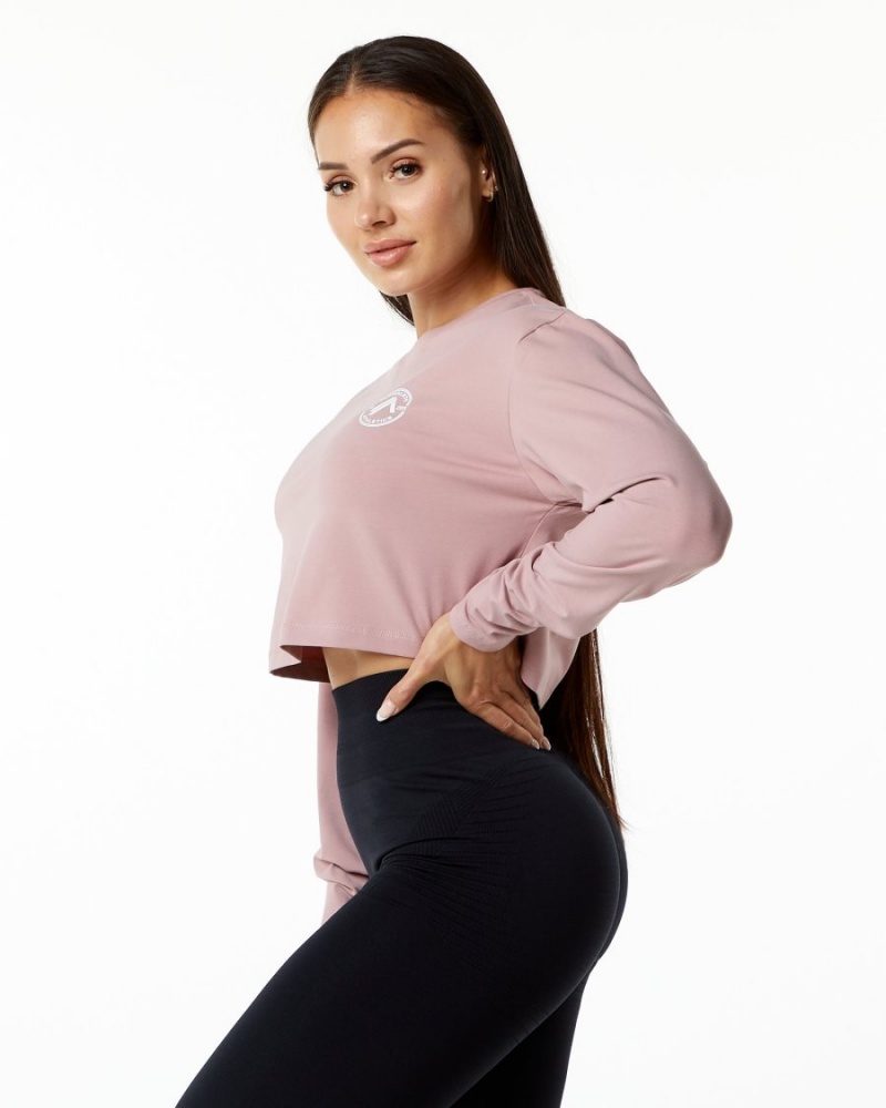 Manga Larga Alphalete Dynasty LS Crop Mujer Mauve | XVLKDP-593