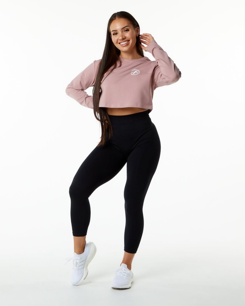 Manga Larga Alphalete Dynasty LS Crop Mujer Mauve | XVLKDP-593