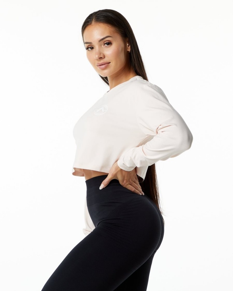 Manga Larga Alphalete Dynasty LS Crop Mujer Blush | XVCBIJ-251