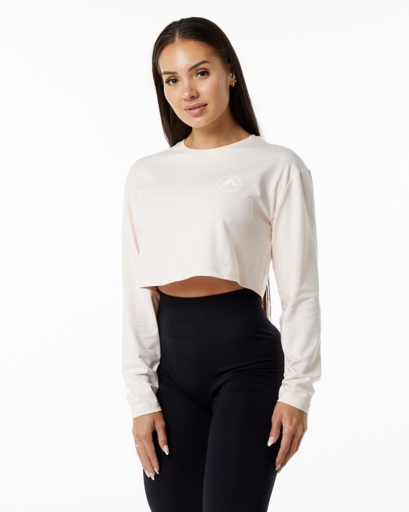 Manga Larga Alphalete Dynasty LS Crop Mujer Blush | XVCBIJ-251