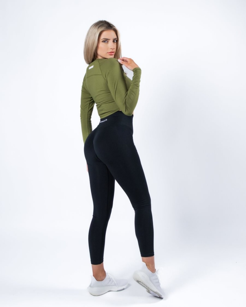 Manga Larga Alphalete Evo Long Sleeve Crop Mujer Verde | RBPDAI-452