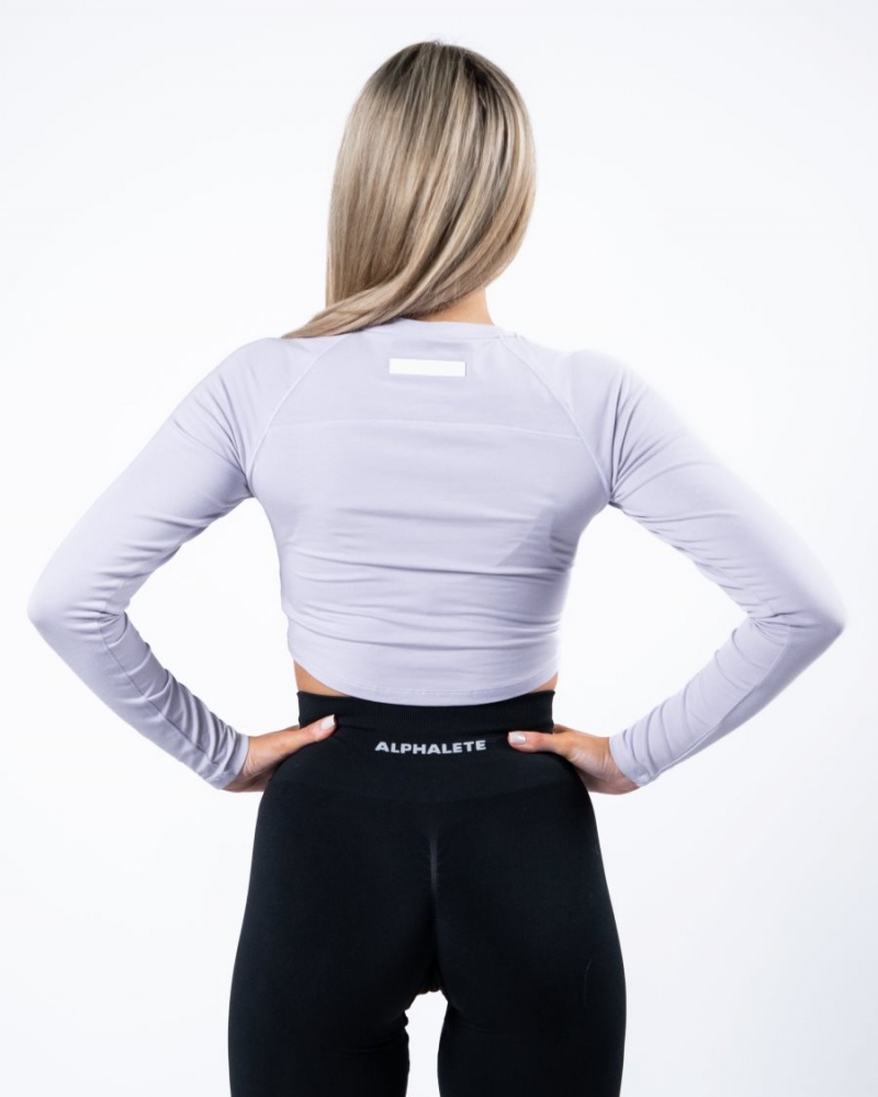 Manga Larga Alphalete Evo Long Sleeve Crop Mujer Lilac Haze | YNBSGW-160