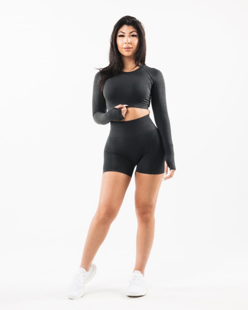 Manga Larga Alphalete Stratus LS Crop Mujer Shadow | OKHBLM-410