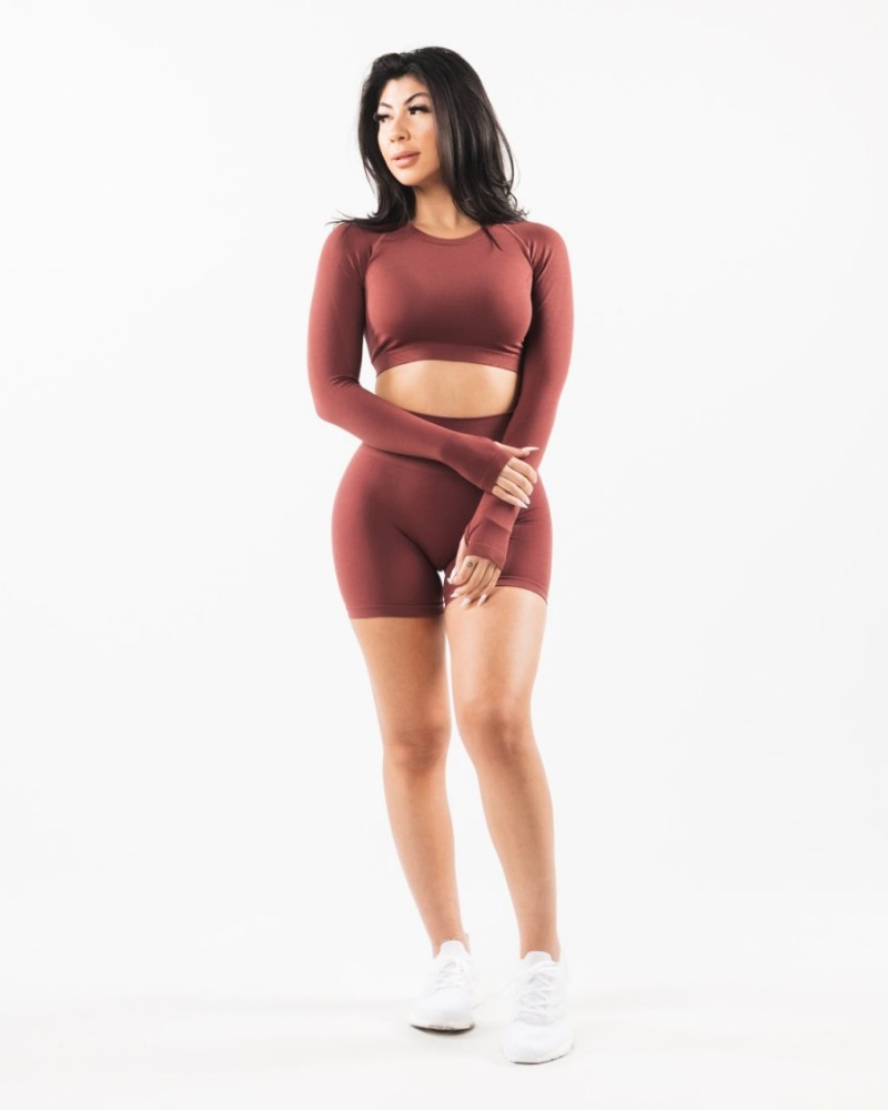 Manga Larga Alphalete Stratus LS Crop Mujer Autumn | IFJTWE-184