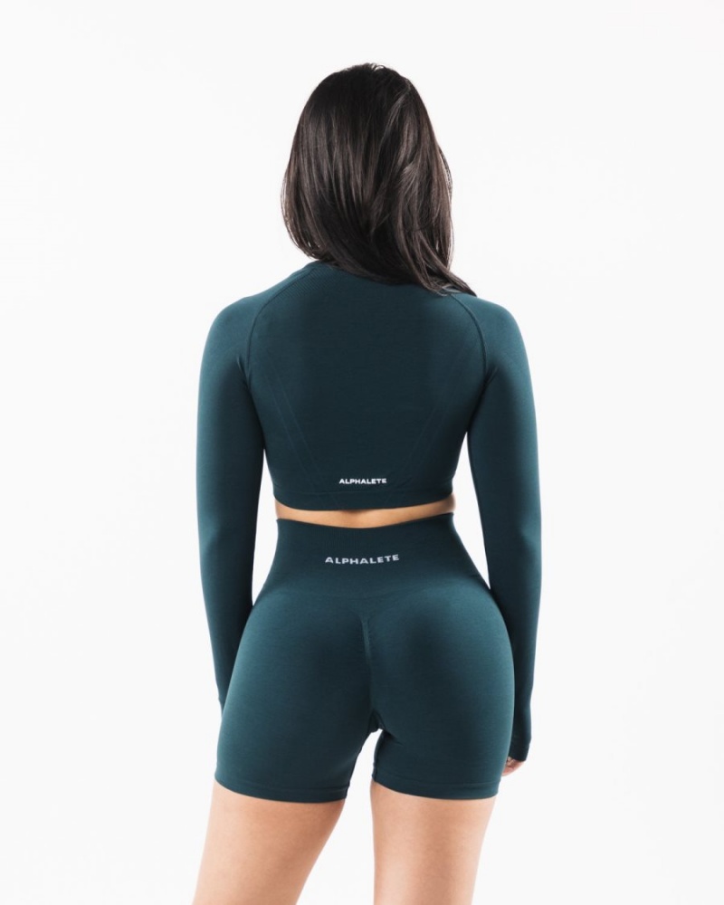 Manga Larga Alphalete Stratus LS Crop Mujer Midnight | BLFXRG-745