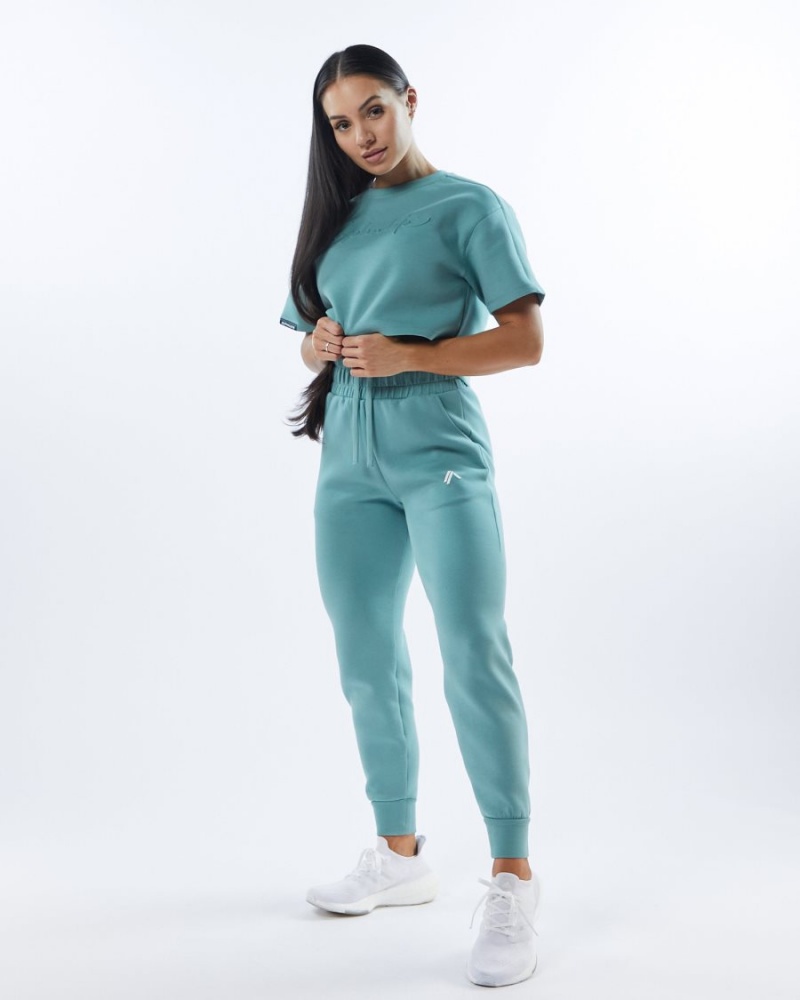 Pantalones Jogger Alphalete ELMTS Cuffed Jogger Mujer Teal | GRJBOL-728