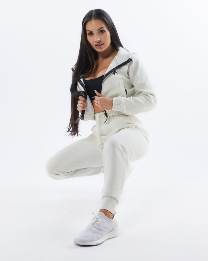 Pantalones Jogger Alphalete ELMTS Cuffed Jogger Mujer Creme | HNFQJR-590