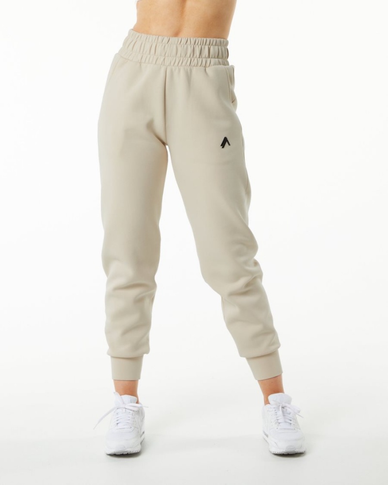 Pantalones Jogger Alphalete ELMTS Cuffed Jogger Mujer Vanilla | NTVJDU-670