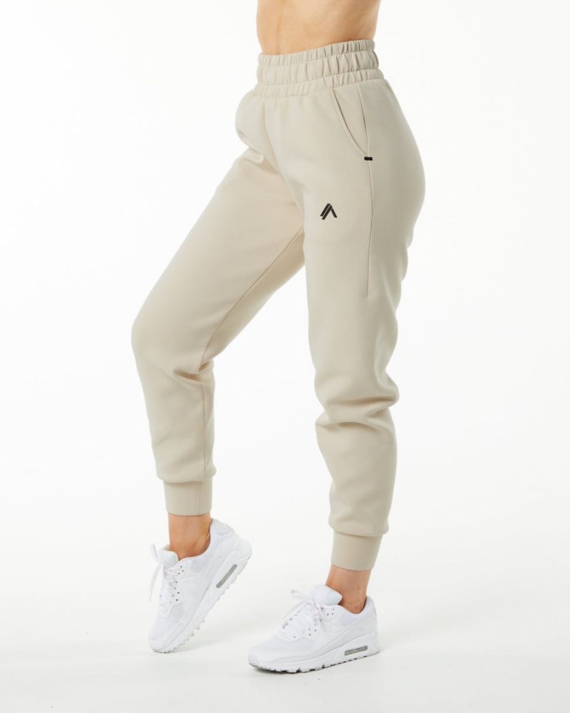 Pantalones Jogger Alphalete ELMTS Cuffed Jogger Mujer Vanilla | NTVJDU-670