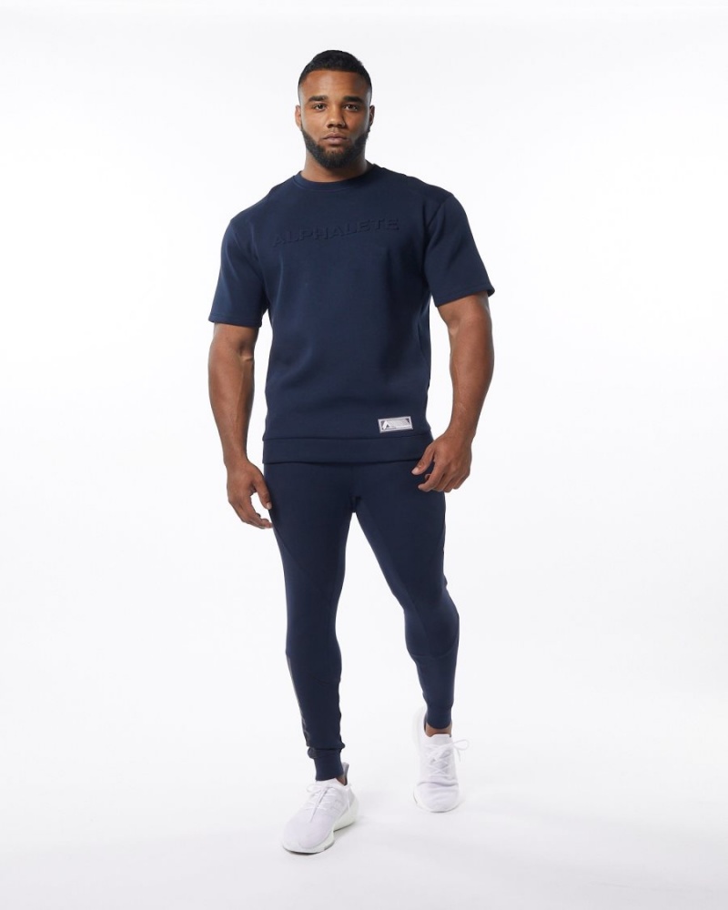 Pantalones Jogger Alphalete ELMTS Cuffed Jogger Hombre Azul Marino | MPGVSX-792