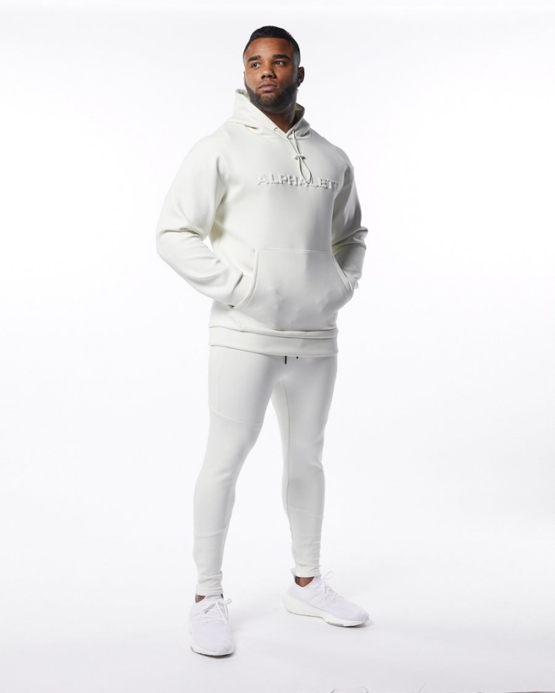 Pantalones Jogger Alphalete ELMTS Zip Jogger Hombre Creme | FBDYXZ-976