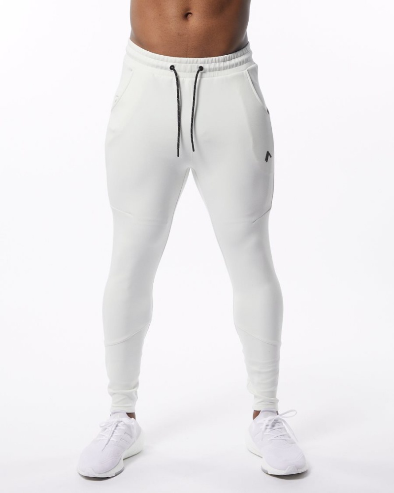 Pantalones Jogger Alphalete ELMTS Zip Jogger Hombre Creme | FBDYXZ-976