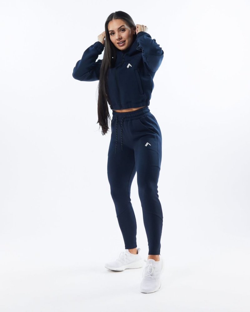 Pantalones Jogger Alphalete ELMTS Zip Jogger Mujer Azul Marino | VLTSMB-529