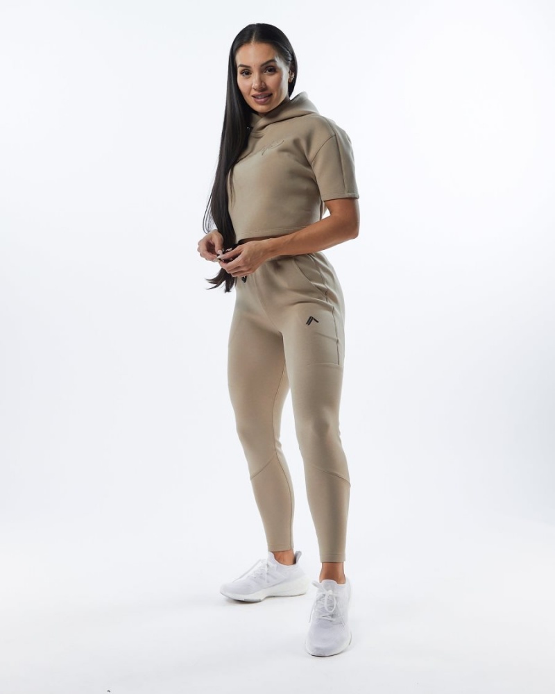 Pantalones Jogger Alphalete ELMTS Zip Jogger Mujer Tan | JCZFXL-781