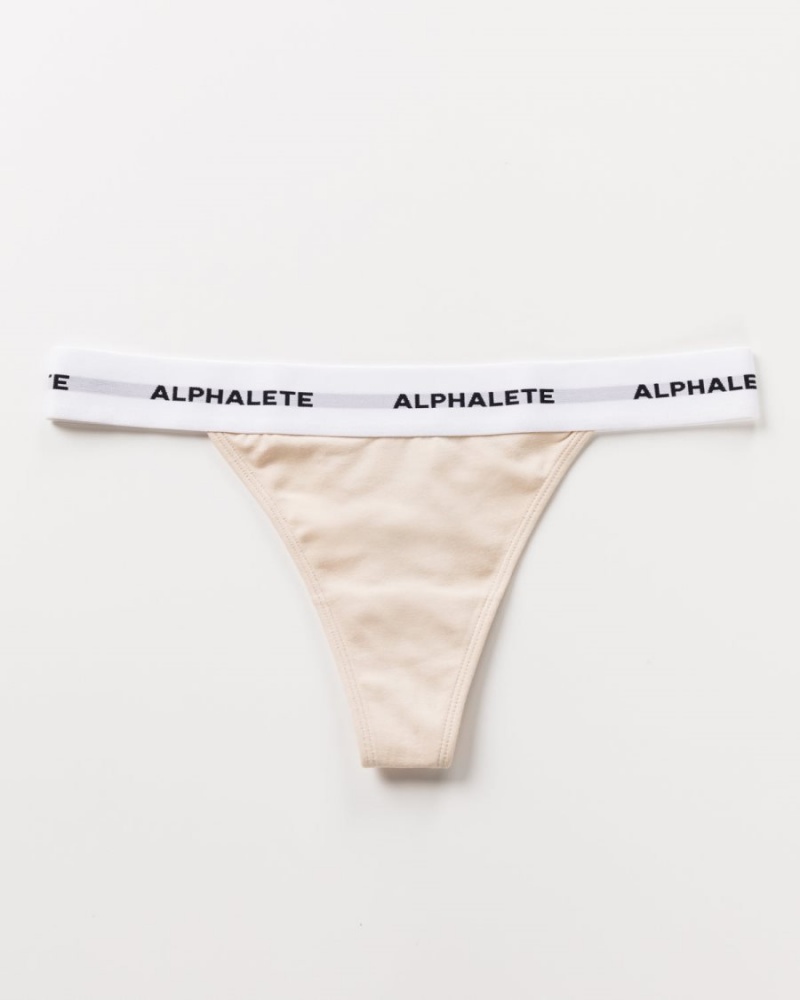 Ropa Interior Alphalete Acute Tanga Mujer Vanilla | LHJVRS-415