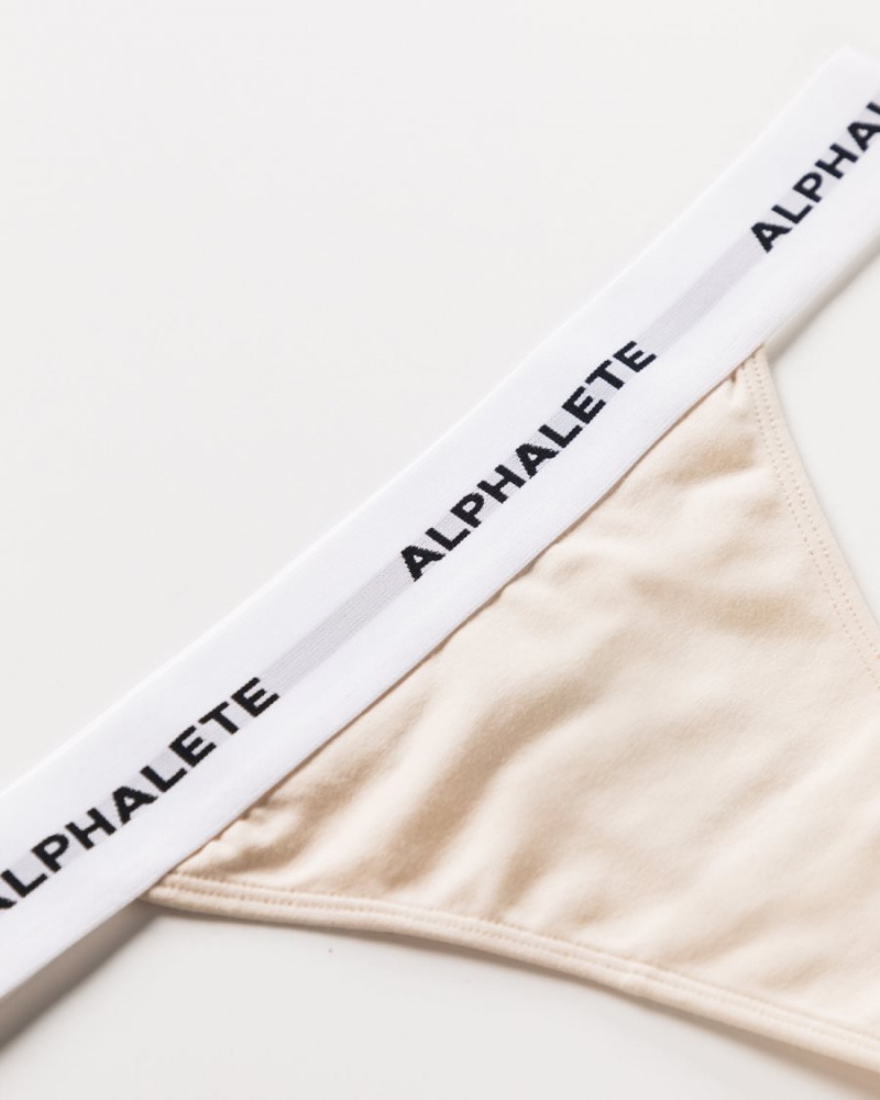 Ropa Interior Alphalete Acute Tanga Mujer Vanilla | LHJVRS-415