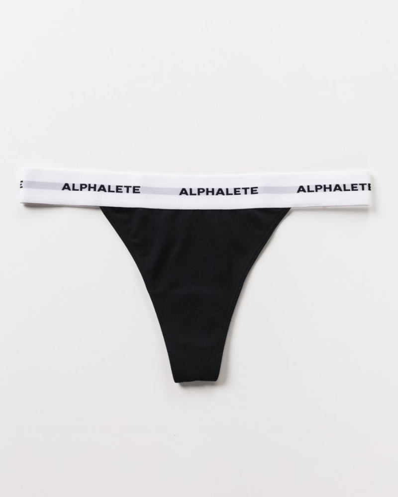 Ropa Interior Alphalete Acute Tanga Mujer Negras | DNJFTE-940