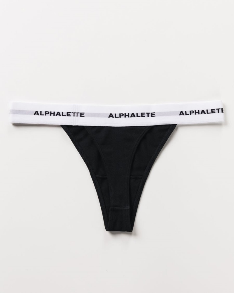 Ropa Interior Alphalete Acute Tanga Mujer Negras | DNJFTE-940