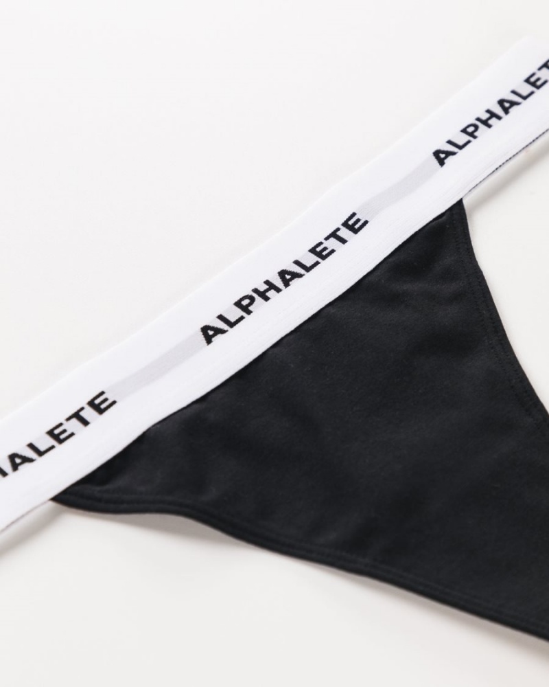 Ropa Interior Alphalete Acute Tanga Mujer Negras | DNJFTE-940