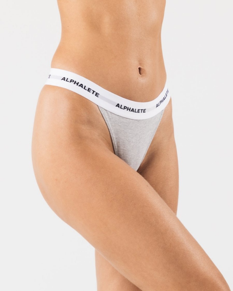 Ropa Interior Alphalete Acute Tanga Mujer Gris | WSCNBR-342