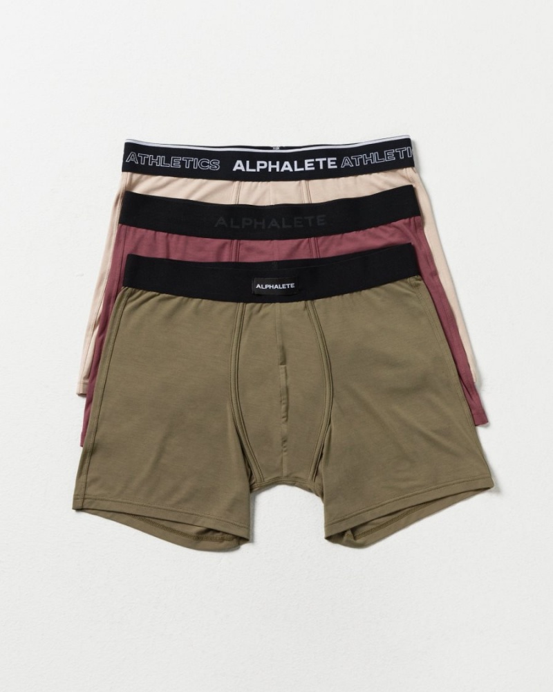 Ropa Interior Alphalete Classic Boxer Brief 3pk Hombre Autumn / Willow / Linen | YJTDPC-726