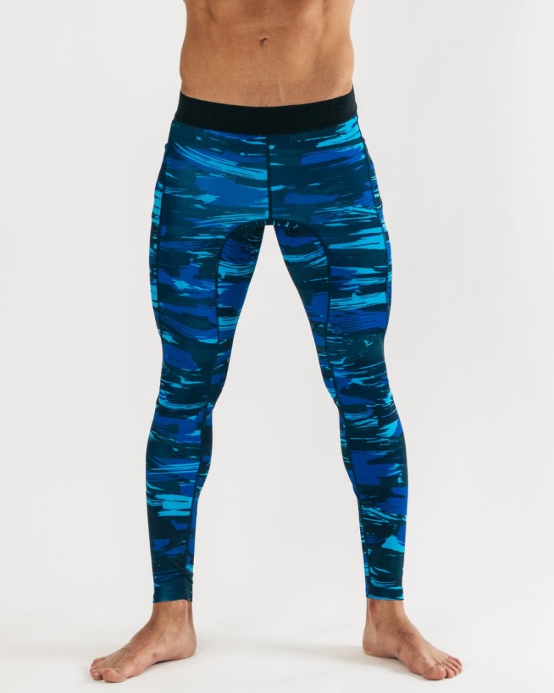 Ropa Interior Alphalete Core Entrenamiento Tight Hombre Azules Camuflaje | QREYCW-473