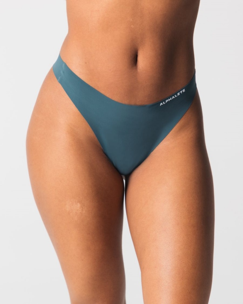 Ropa Interior Alphalete Seamless Tanga 3pk Mujer Gris Azul Marino Negras | UWVOJI-492