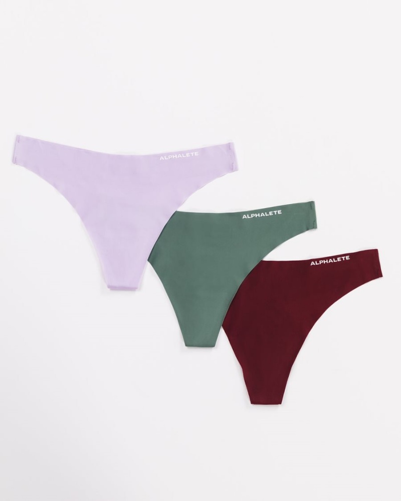 Ropa Interior Alphalete Seamless Tanga 3pk Mujer Lilac / Sangria / Jade | RTJEKW-965