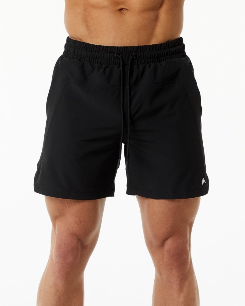 Shorts De Playa Alphalete Swim Trunk 5.5" Hombre Negras | EZCJGR-259