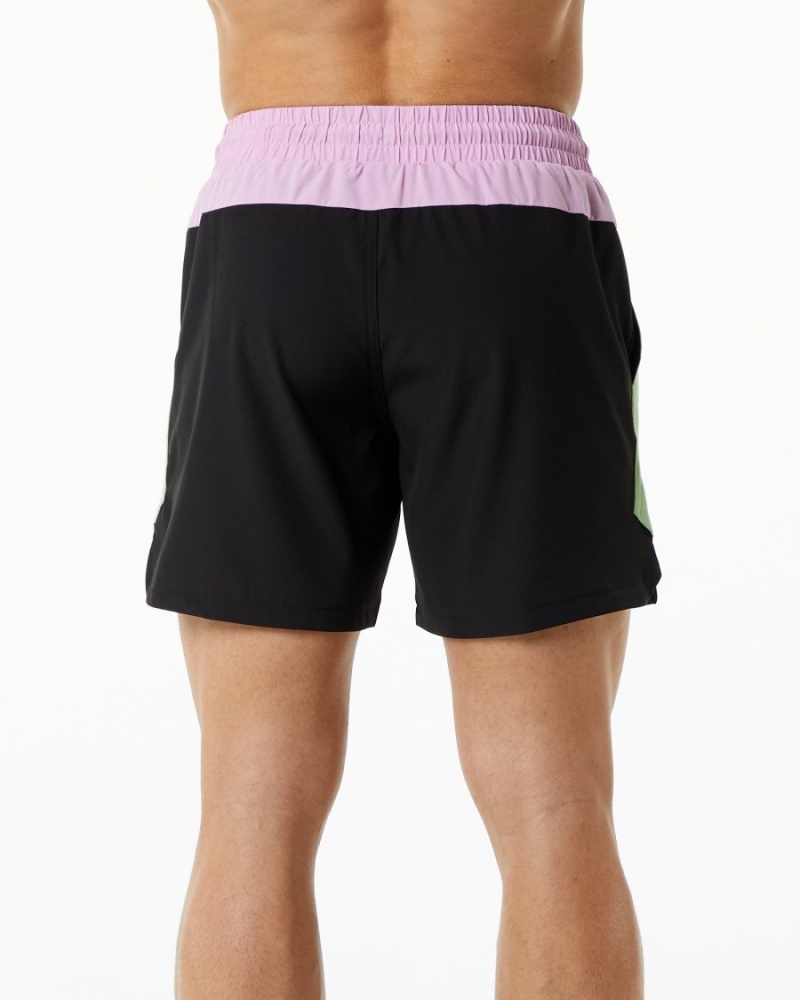 Shorts De Playa Alphalete Swim Trunk 5.5" Hombre Verde Negras | XHNPOF-597