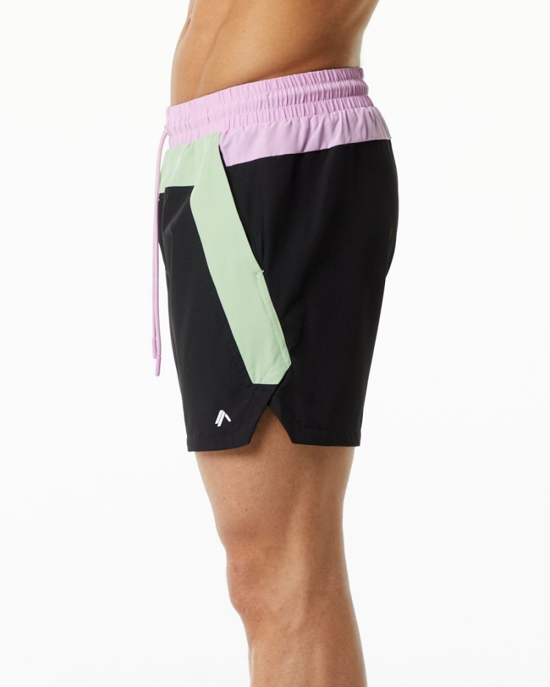 Shorts De Playa Alphalete Swim Trunk 5.5" Hombre Verde Negras | XHNPOF-597